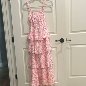 Tiered Pink Floral Maxi Dress - Lightweight Summer Style